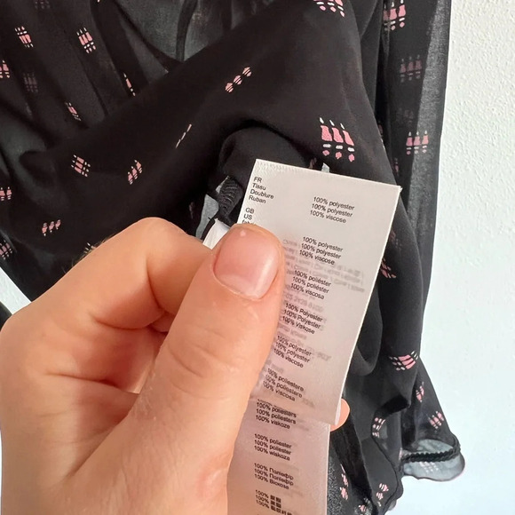 Maje Silky Sheer Black Blouse, size 1 or Small - Picture 4 of 6